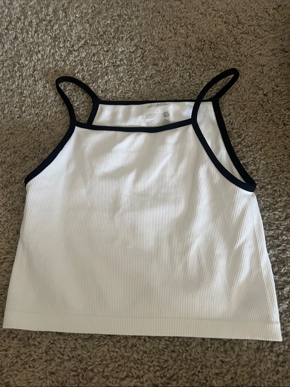 Wild Fable white Ribbed Tank Top with Black Trim - Women